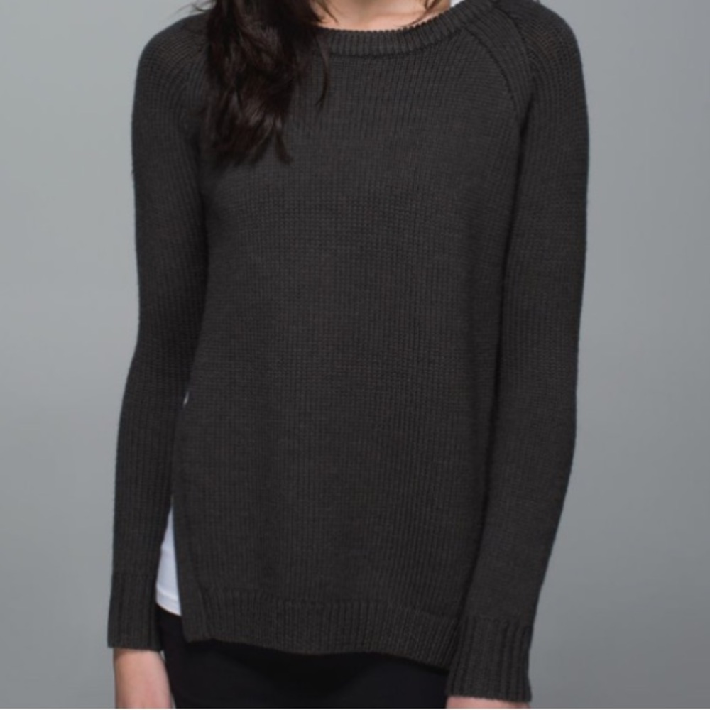 Lululemon Yin to You Sweater L/10 Charcoal Merino Wool